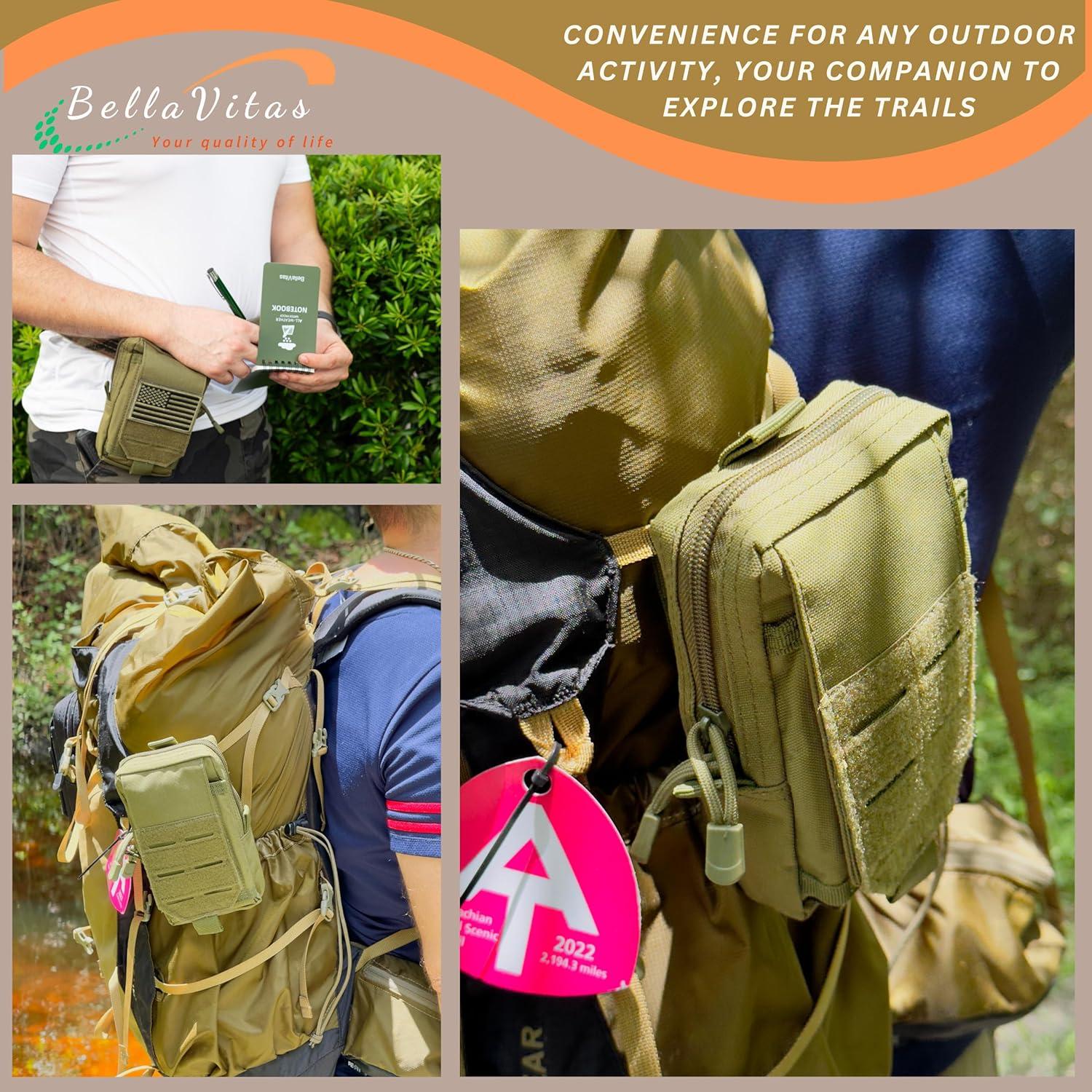 Funda Táctica Molle BellaVitas Verde Ejercito 10.4x16.5cm