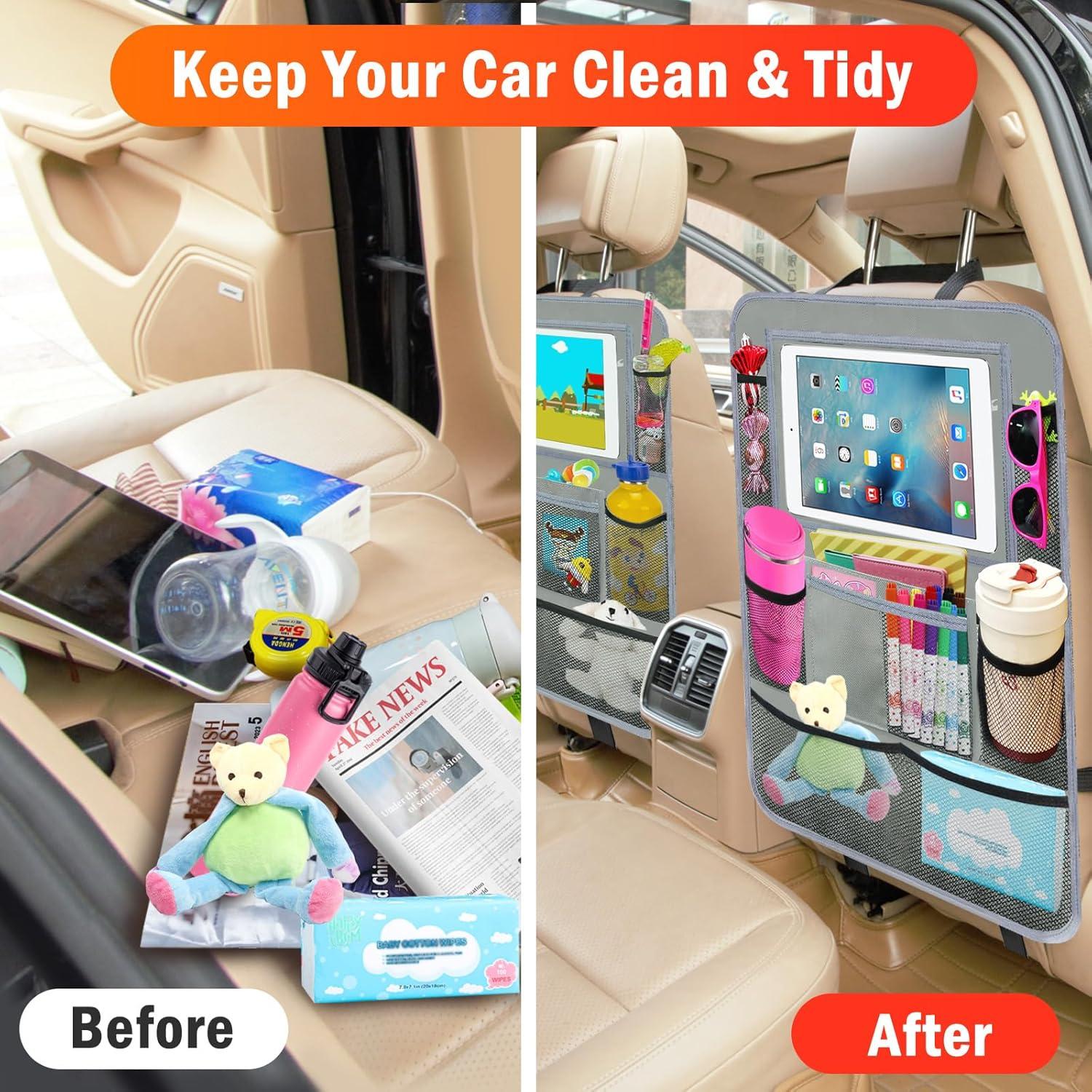 Organizador de Asiento Trasero Zecirl 2 Paquete Gris 10 Bolsillos