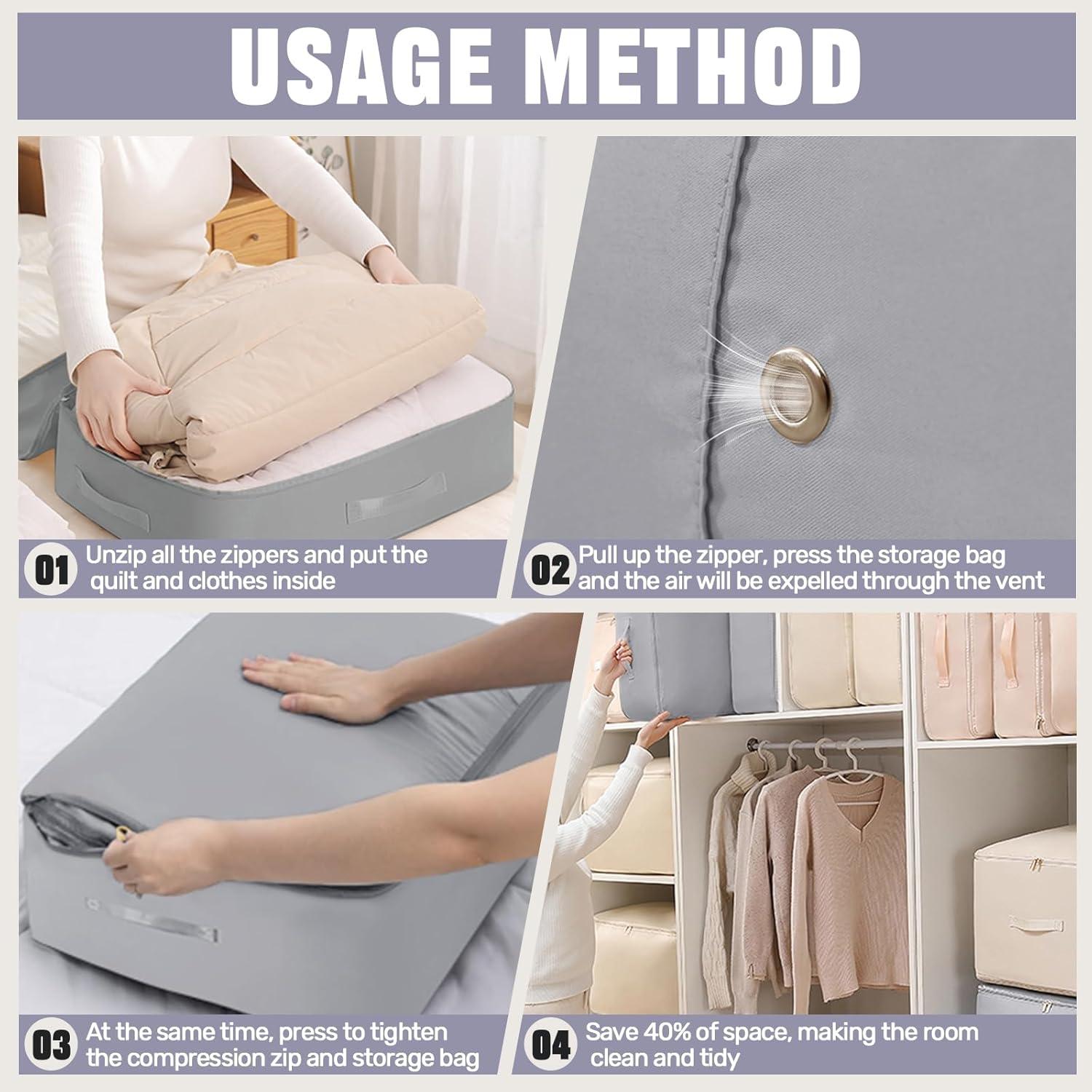 2 Pcs Organizador de Compresión Hefrseyo Gris 54x42x60cm