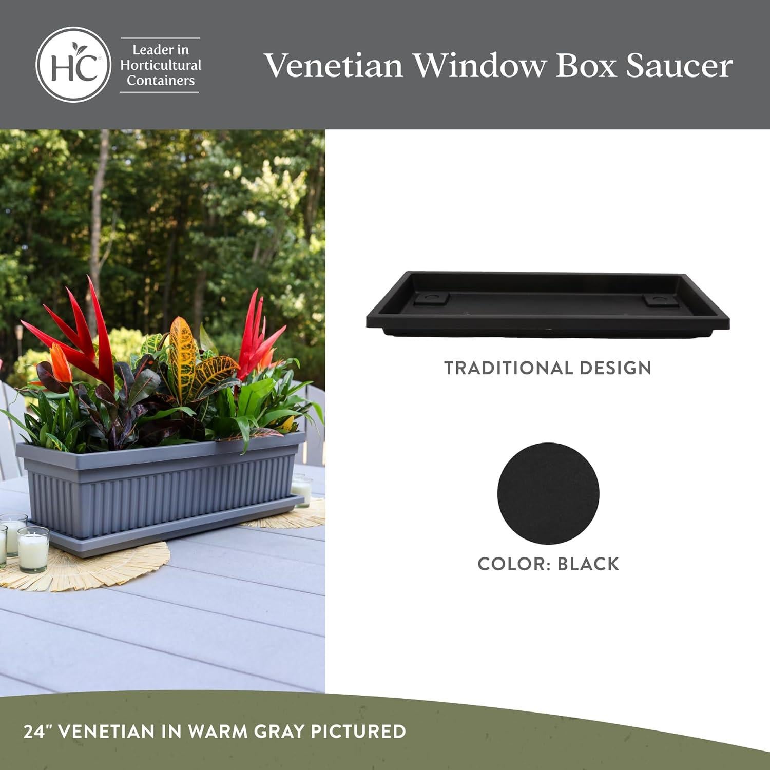 Bandeja Rectangular para Plantas The HC Companies 44.5 cm Negro