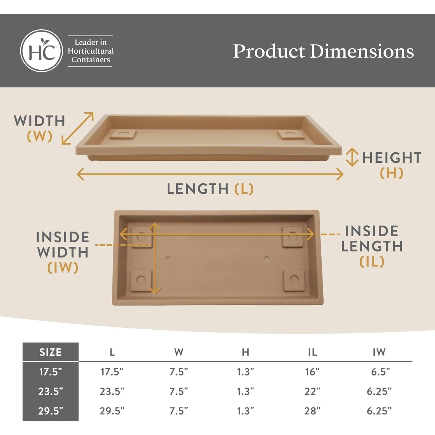 Bandeja Rectangular para Plantas The HC Companies 44.5 cm Negro
