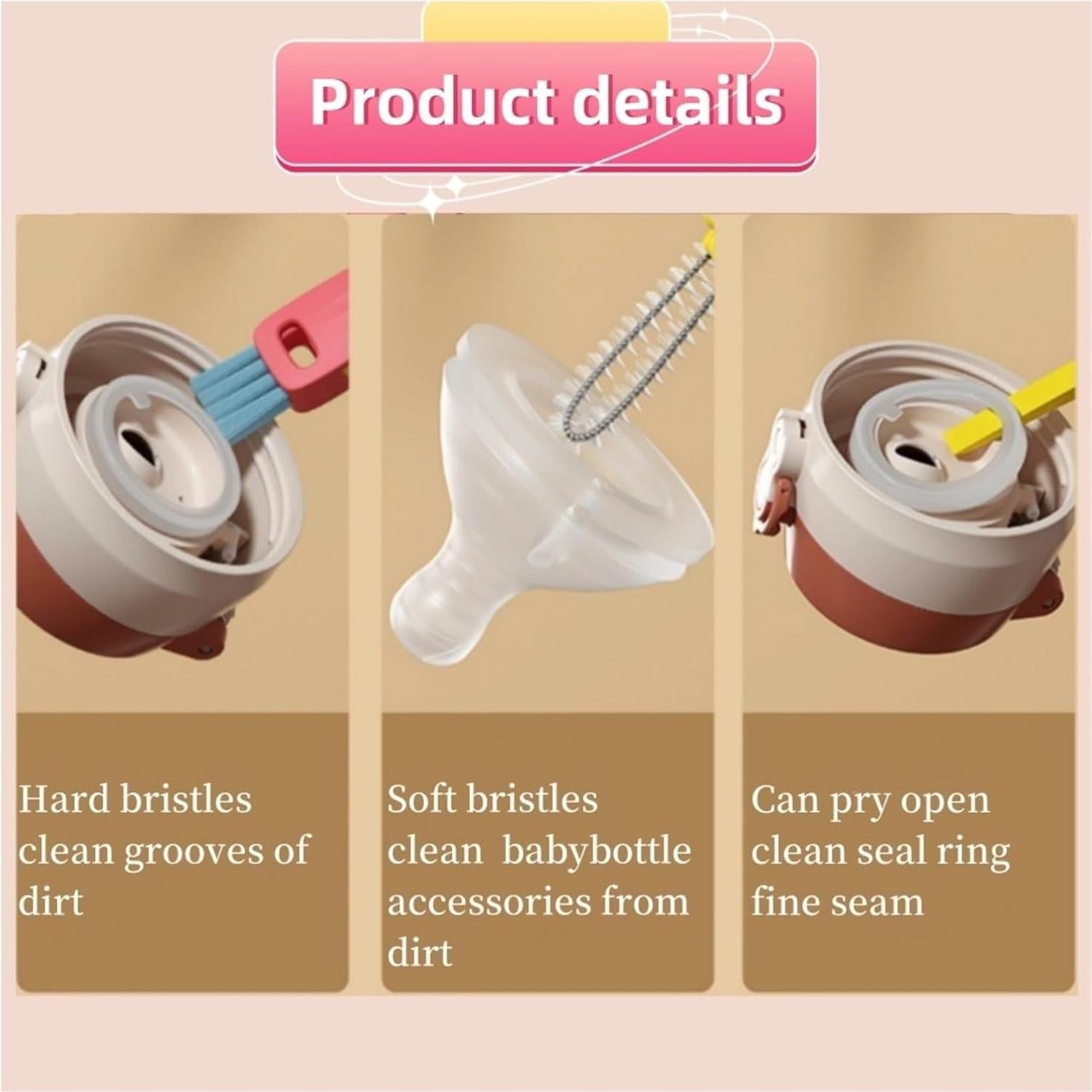 Cepillo de limpieza 3 en 1 DAMARI para tapas de tazas - Azul