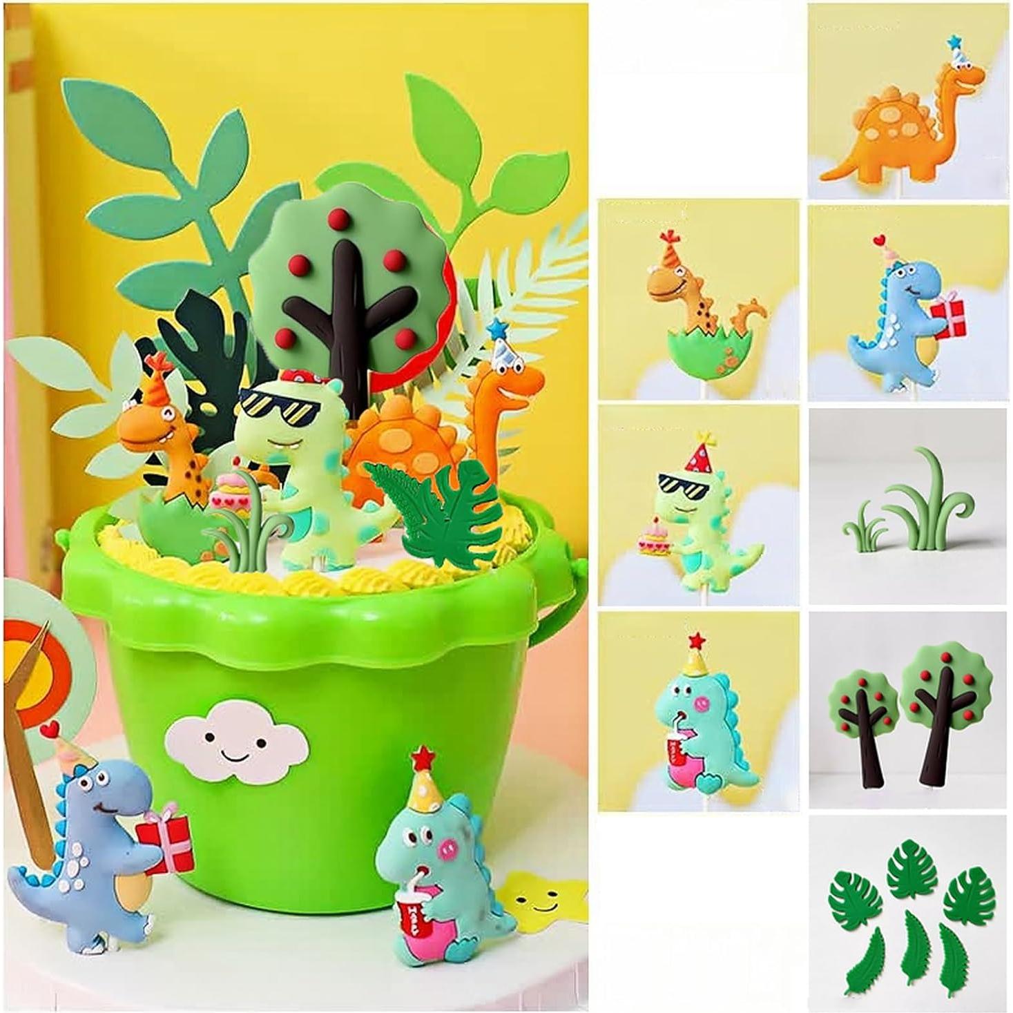 Adorno de Pastel de Dinosaurio SSIMOO 30 Piezas Colorido