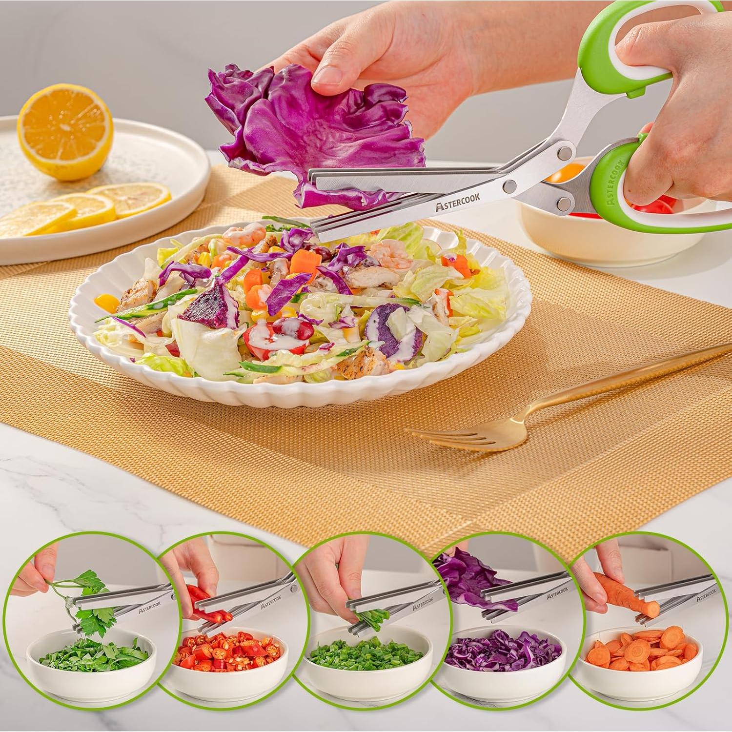 Juego de Tijeras de Hierbas Astercook 2 Pcs Acero Inoxidable