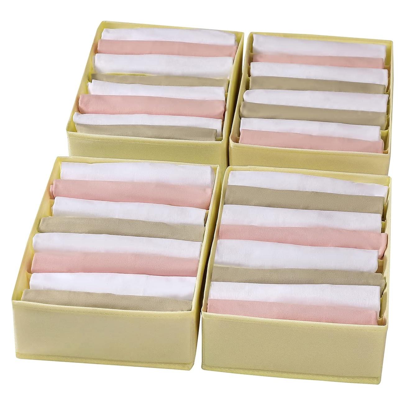 Organizador de Cajón para Ropa Coorganisers 4 Piezas Beige 8 Compartimentos