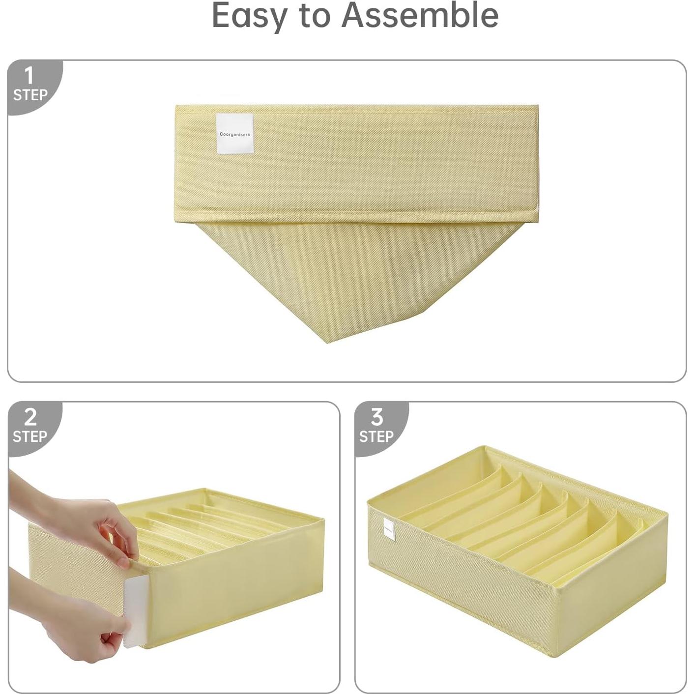 Organizador de Cajón para Ropa Coorganisers 4 Piezas Beige 8 Compartimentos