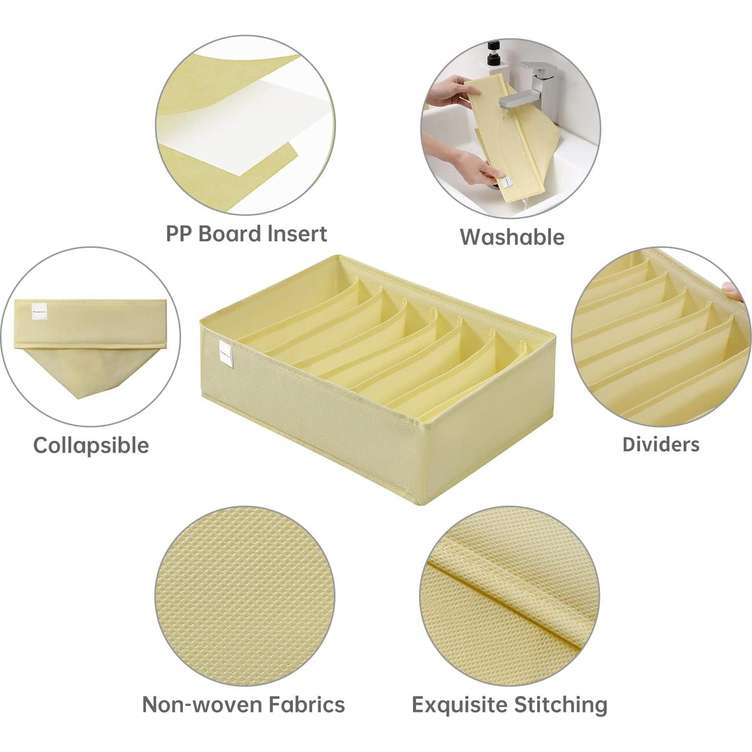 Organizador de Cajón para Ropa Coorganisers 4 Piezas Beige 8 Compartimentos