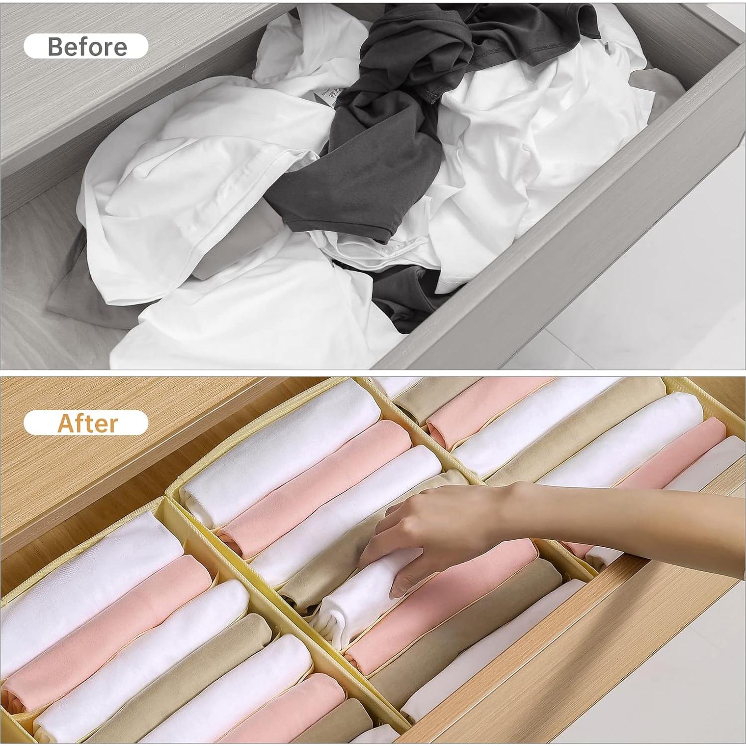 Organizador de Cajón para Ropa Coorganisers 4 Piezas Beige 8 Compartimentos