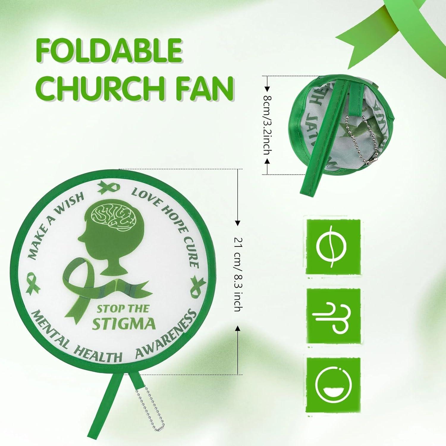 Ventiladores de Mano Plegables Marsui - 12 Pcs Conciencia Salud Mental