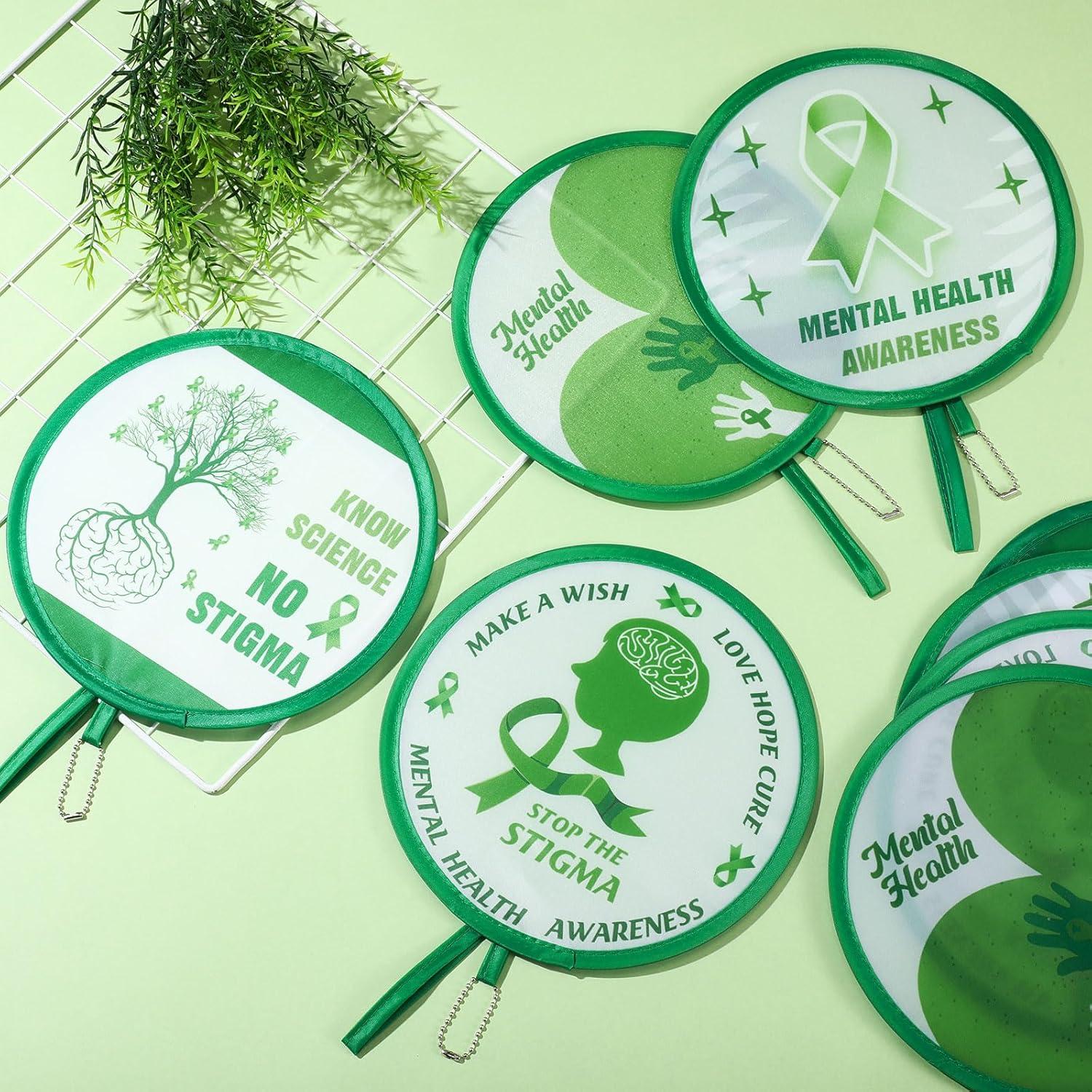 Ventiladores de Mano Plegables Marsui - 12 Pcs Conciencia Salud Mental