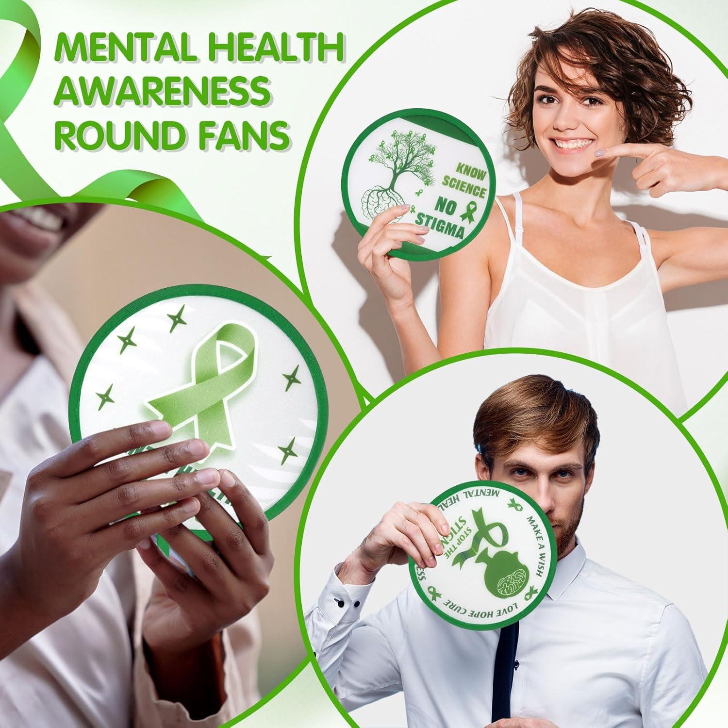 Ventiladores de Mano Plegables Marsui - 12 Pcs Conciencia Salud Mental