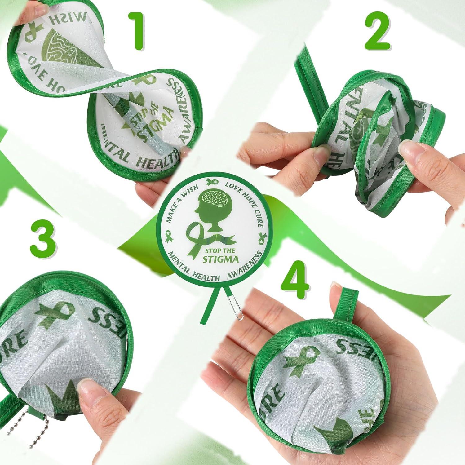 Ventiladores de Mano Plegables Marsui - 12 Pcs Conciencia Salud Mental