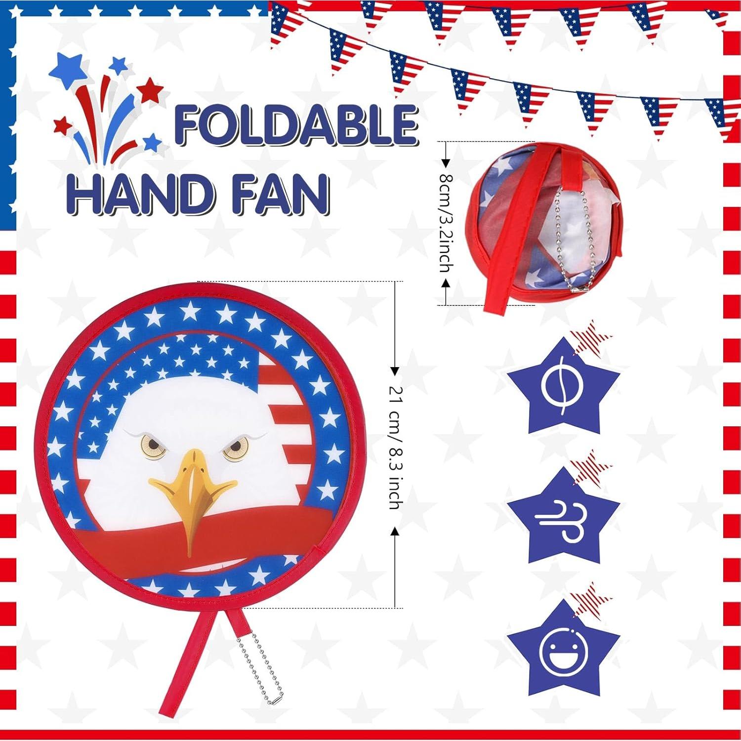 Ventiladores de Mano Plegables Marsui 12 Pcs Patrióticos 21 cm