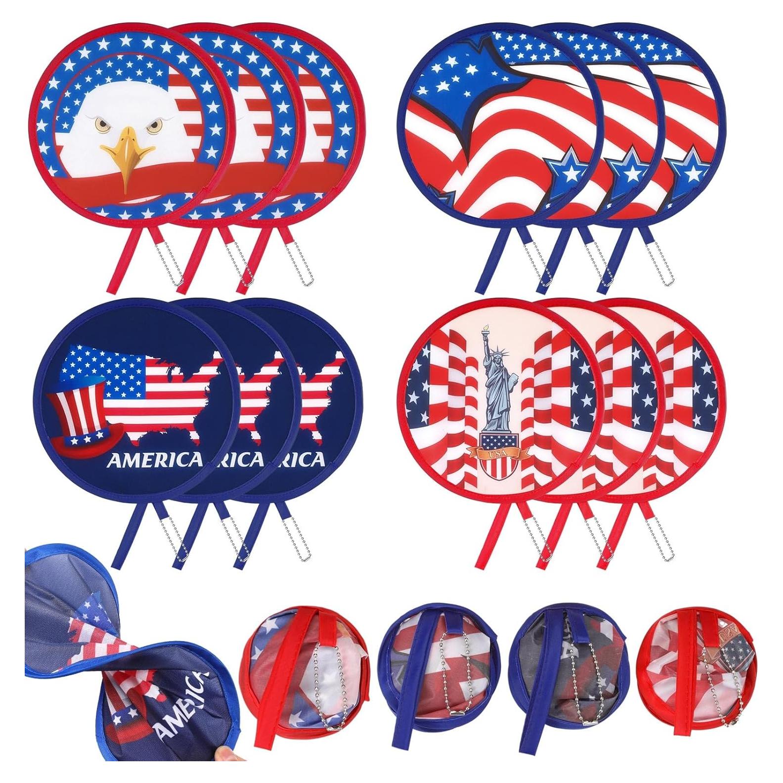 Ventiladores de Mano Plegables Marsui 12 Pcs Patrióticos 21 cm