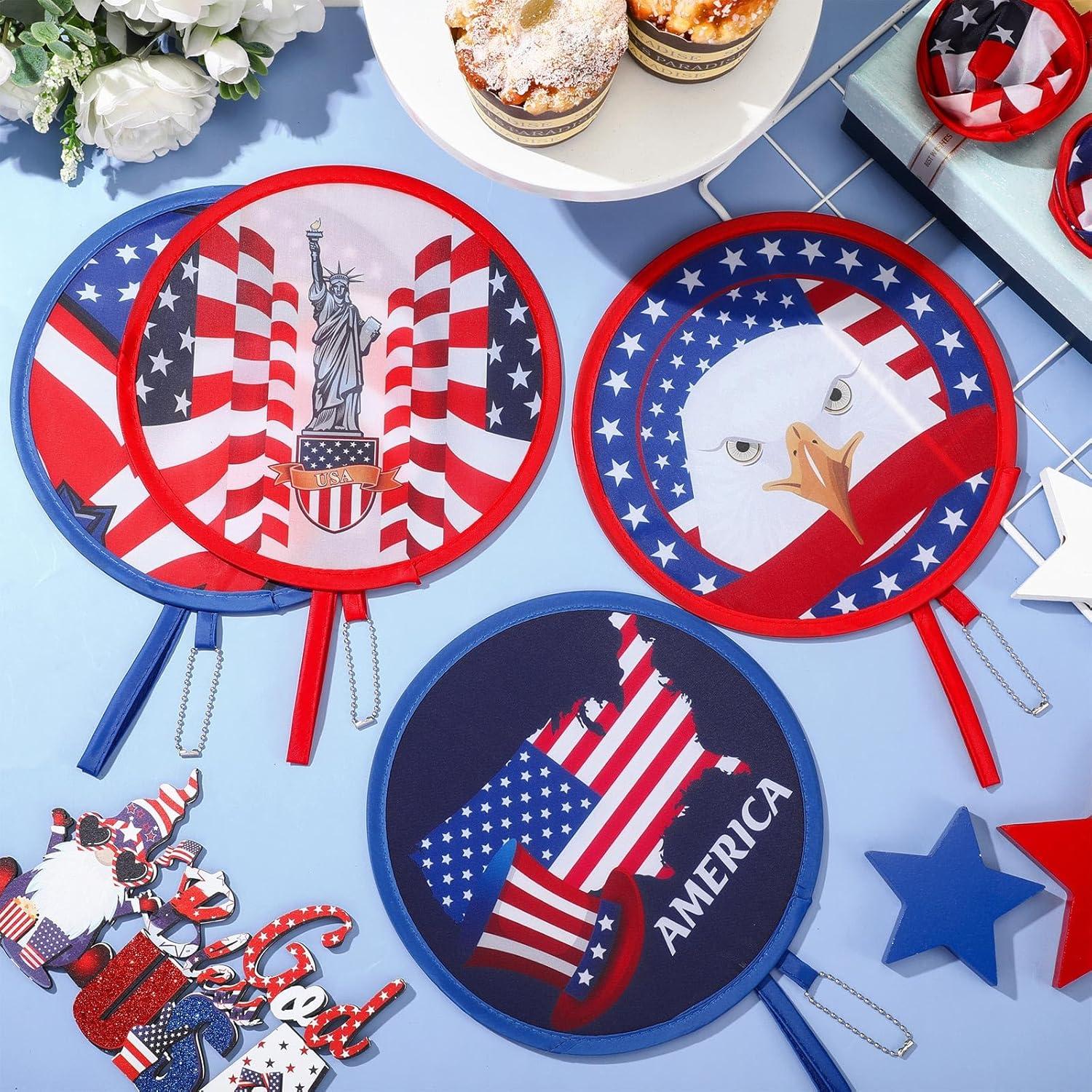 Ventiladores de Mano Plegables Marsui 12 Pcs Patrióticos 21 cm