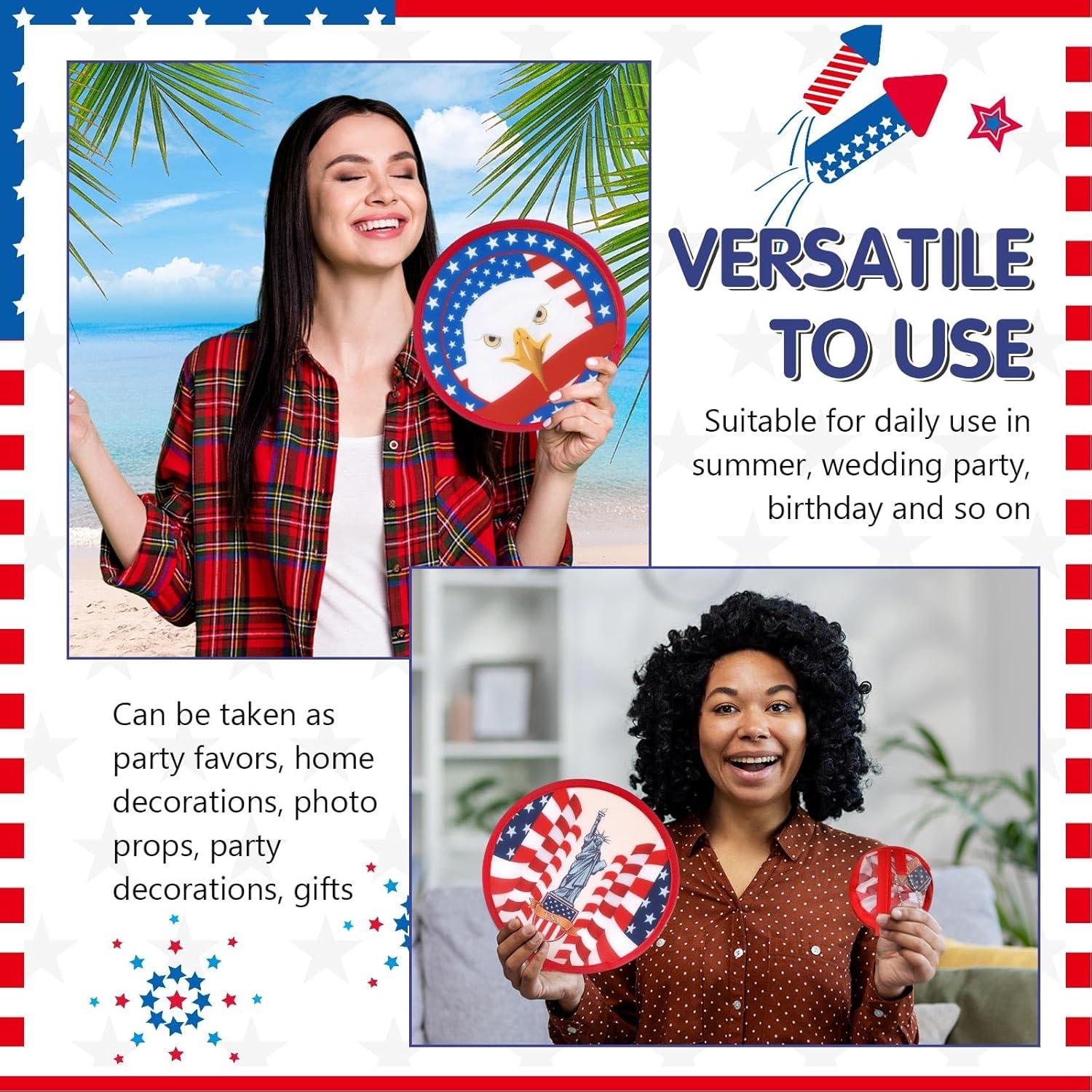 Ventiladores de Mano Plegables Marsui 12 Pcs Patrióticos 21 cm