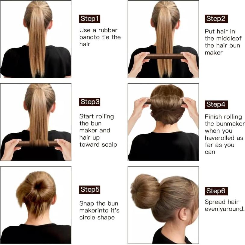 Hair Bun Maker,3pcs Magic Donut Hair Bun Accessories for Women,Ballet Bun for Kids Dark Brown