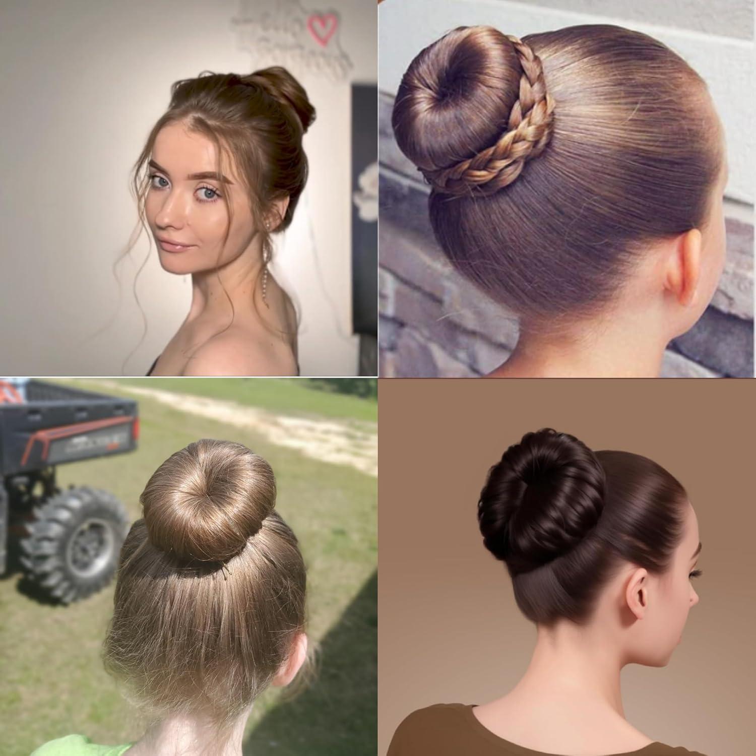 Hair Bun Maker,3pcs Magic Donut Hair Bun Accessories for Women,Ballet Bun for Kids Dark Brown