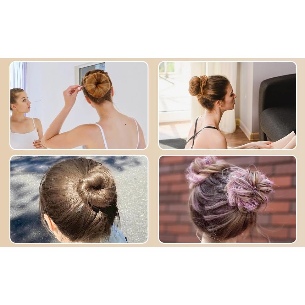 Hair Bun Maker,3pcs Magic Donut Hair Bun Accessories for Women,Ballet Bun for Kids Dark Brown