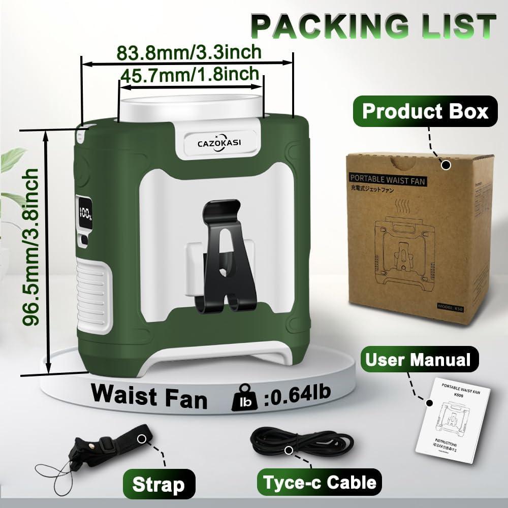 Ventilador Personal Portátil MRDIYFUN K50S 16000mAh Verde