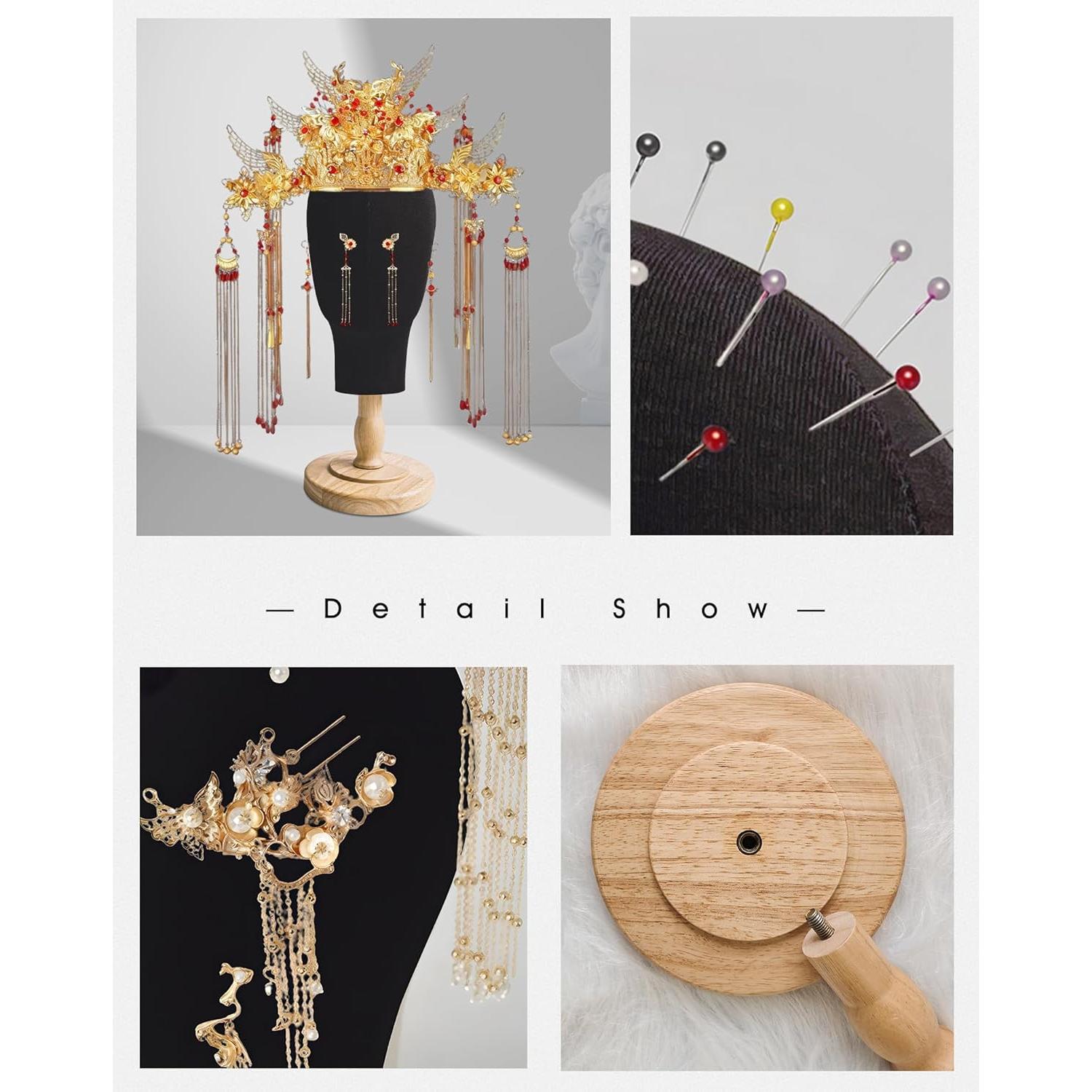 Cabeza de Maniquí Negra CHADWICK para Pelucas y Sombreros 38 cm