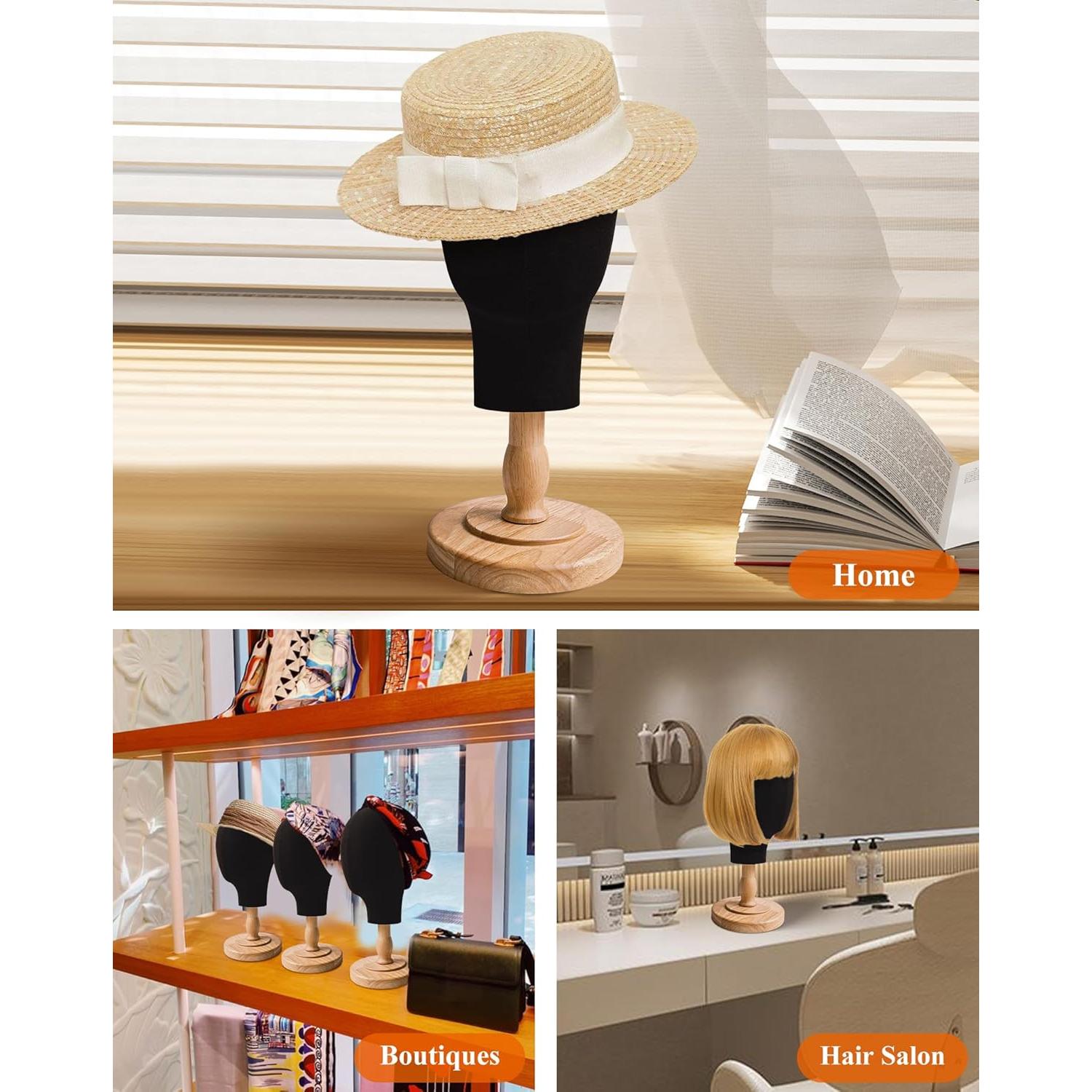 Cabeza de Maniquí Negra CHADWICK para Pelucas y Sombreros 38 cm