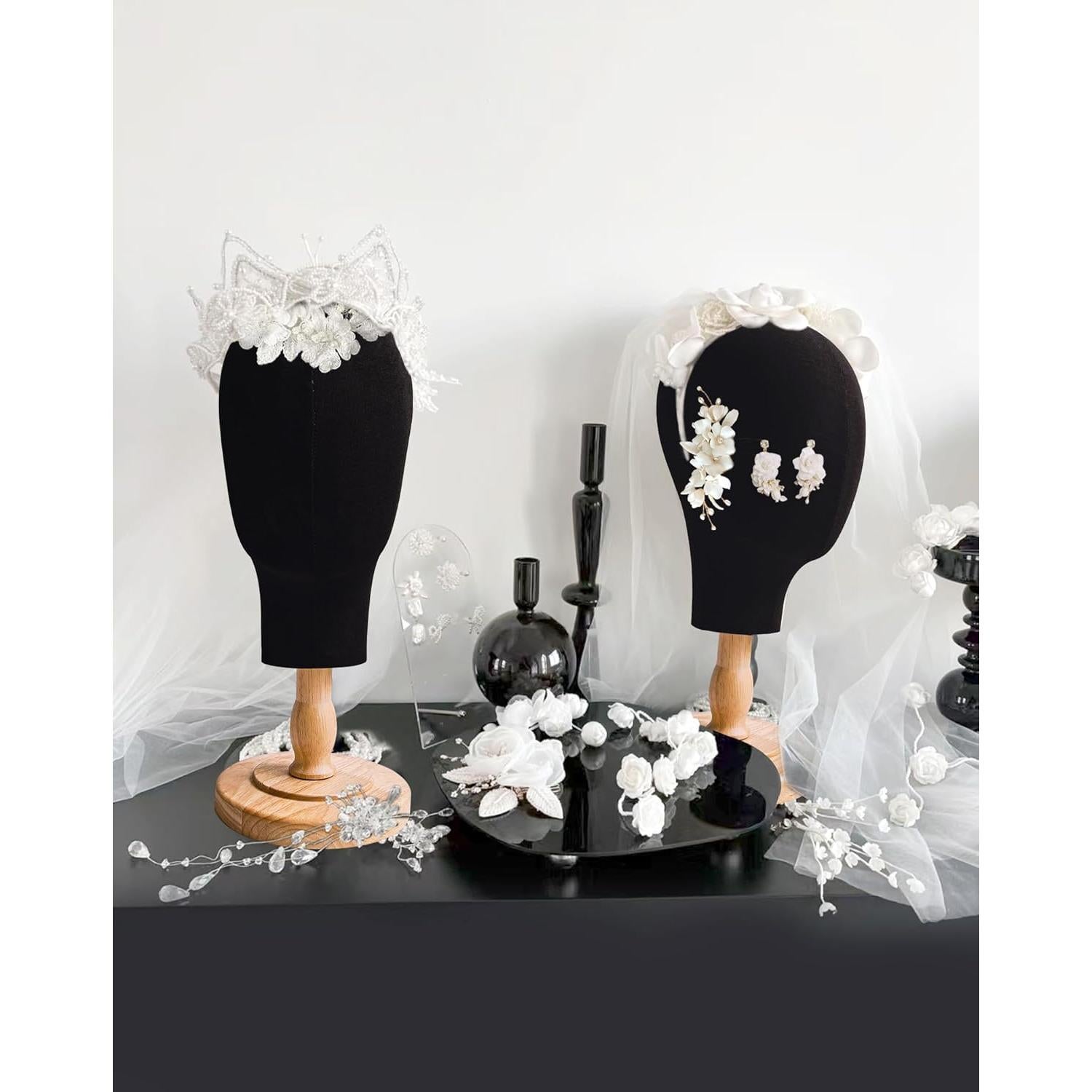 Cabeza de Maniquí Negra CHADWICK para Pelucas y Sombreros 38 cm