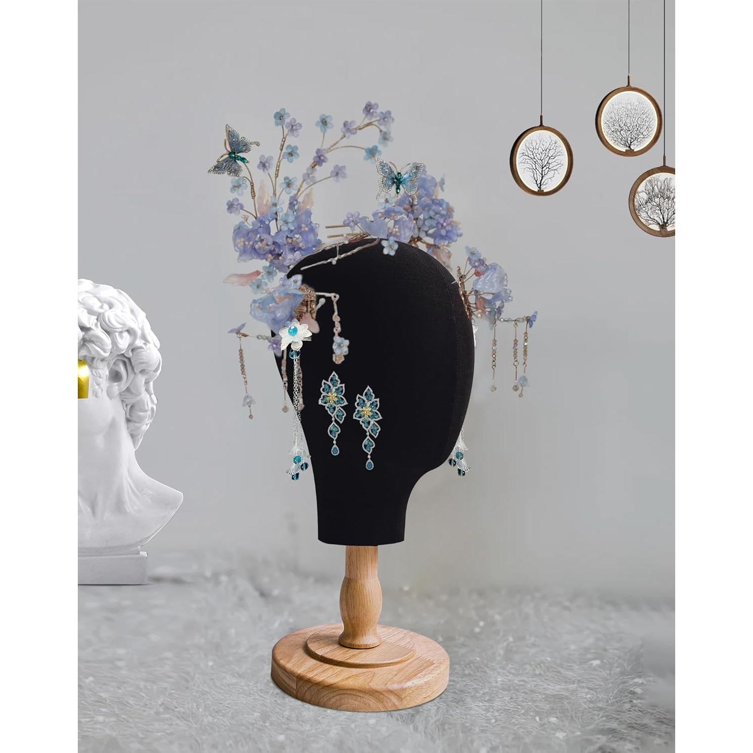 Cabeza de Maniquí Negra CHADWICK para Pelucas y Sombreros 38 cm