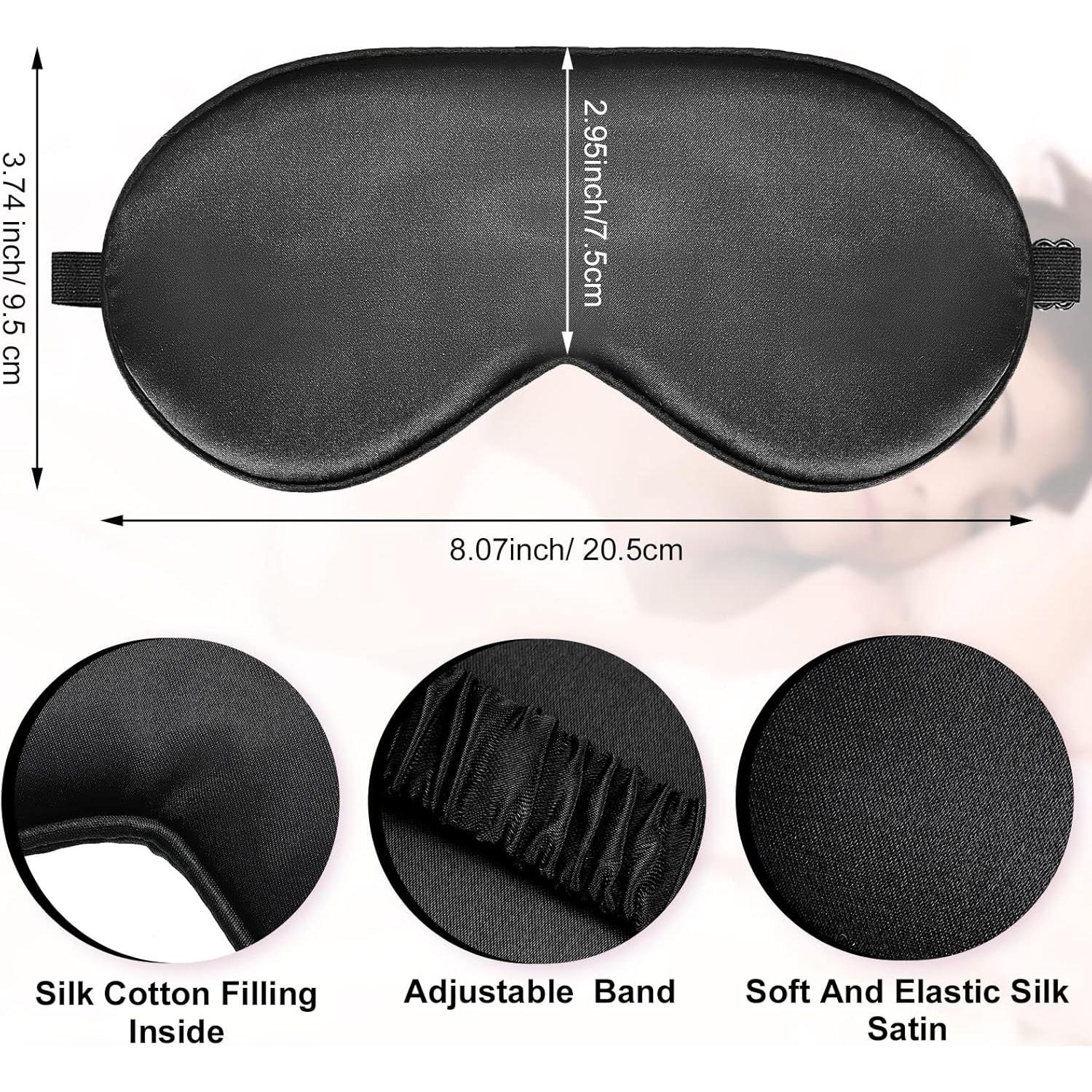 20 Piezas Máscaras de Sueño de Seda Negra con Correa Elástica