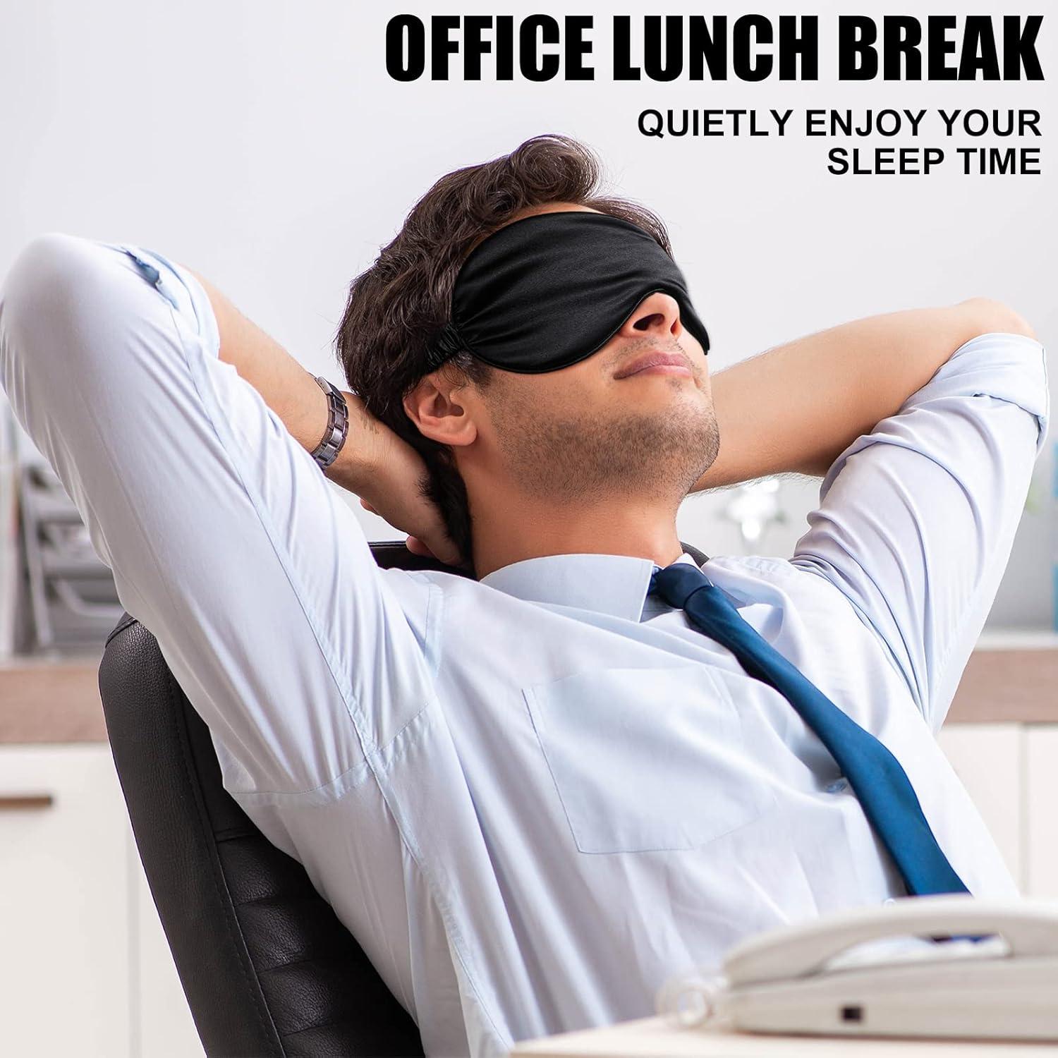 20 Piezas Máscaras de Sueño de Seda Negra con Correa Elástica