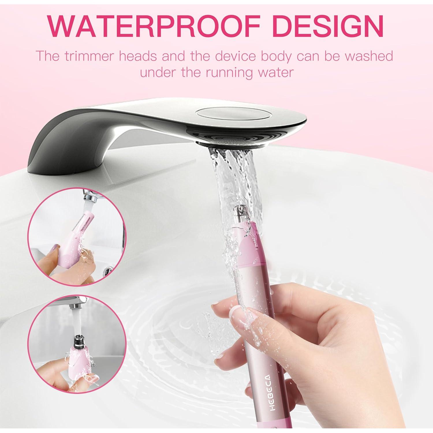 Recortador de Vello Facial HEBECA 3 en 1 Rosa Recargable