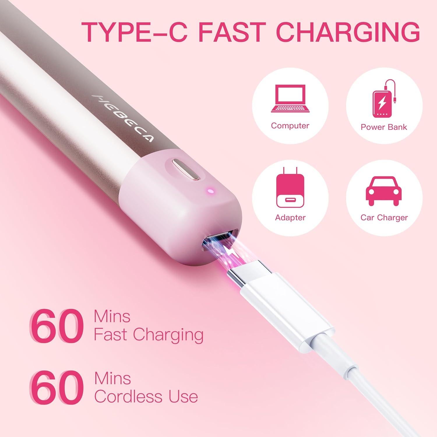 Recortador de Vello Facial HEBECA 3 en 1 Rosa Recargable