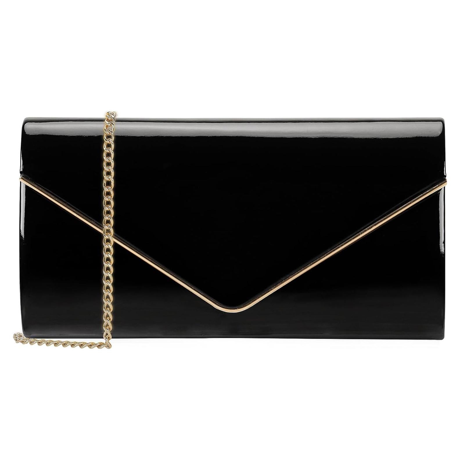 Bolso de mano tipo sobre Dexmay de cuero sintético brillante