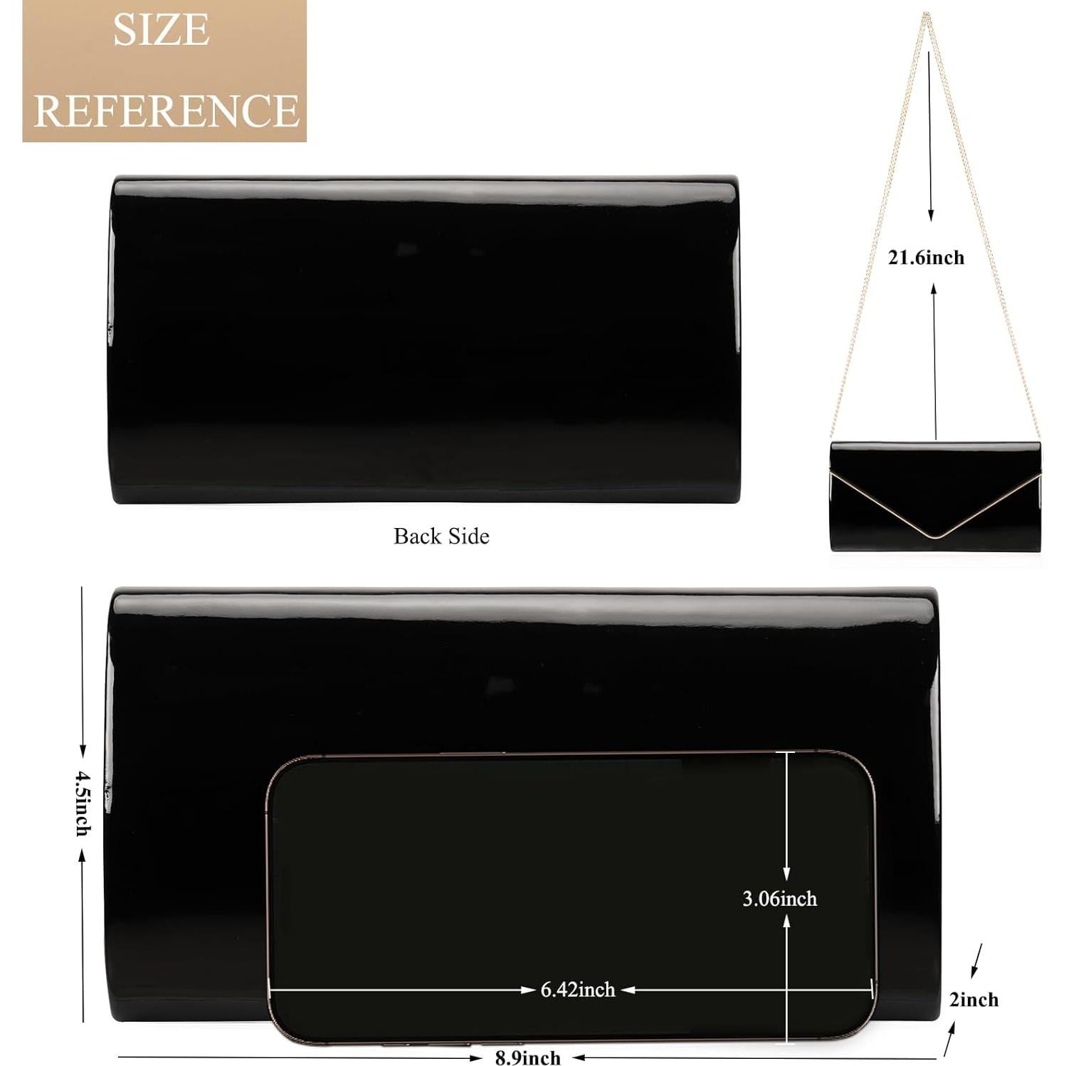 Bolso de mano tipo sobre Dexmay de cuero sintético brillante