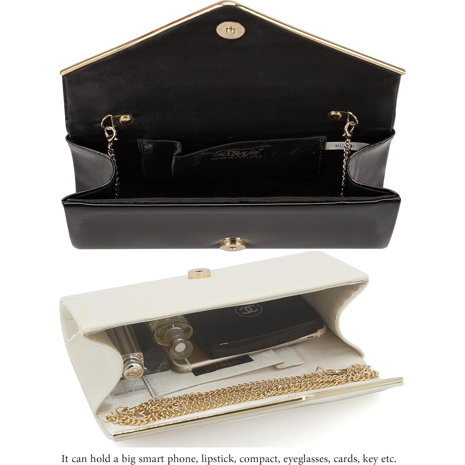 Bolso de mano tipo sobre Dexmay de cuero sintético brillante