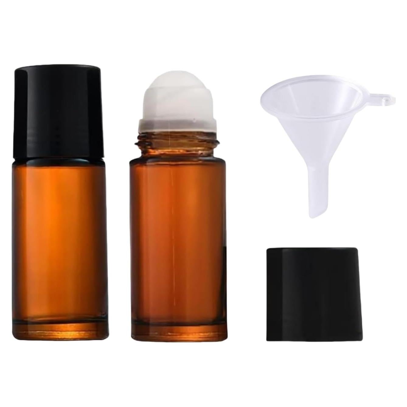 Juego de 2 Botellas Roll-on de Vidrio Marrón 30ml Mozff