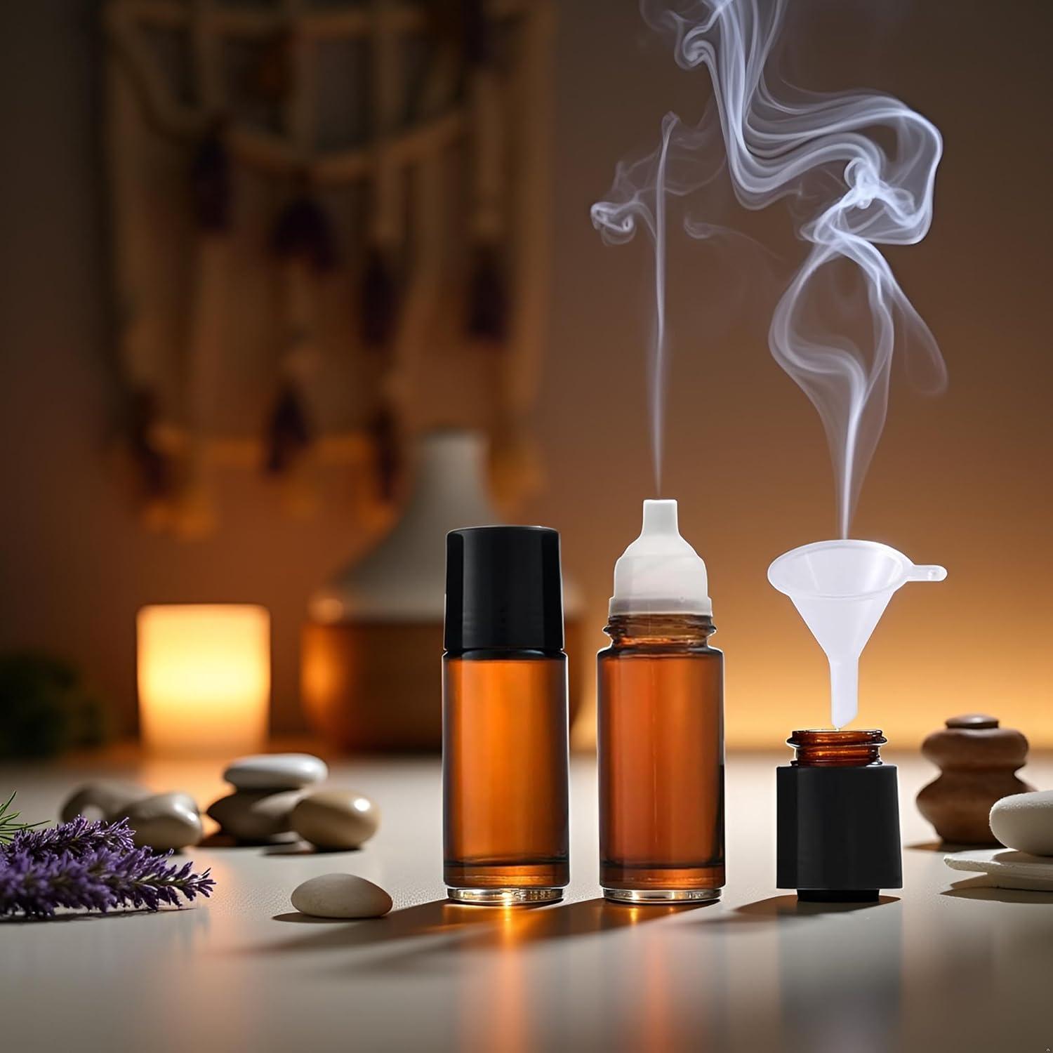 Juego de 2 Botellas Roll-on de Vidrio Marrón 30ml Mozff