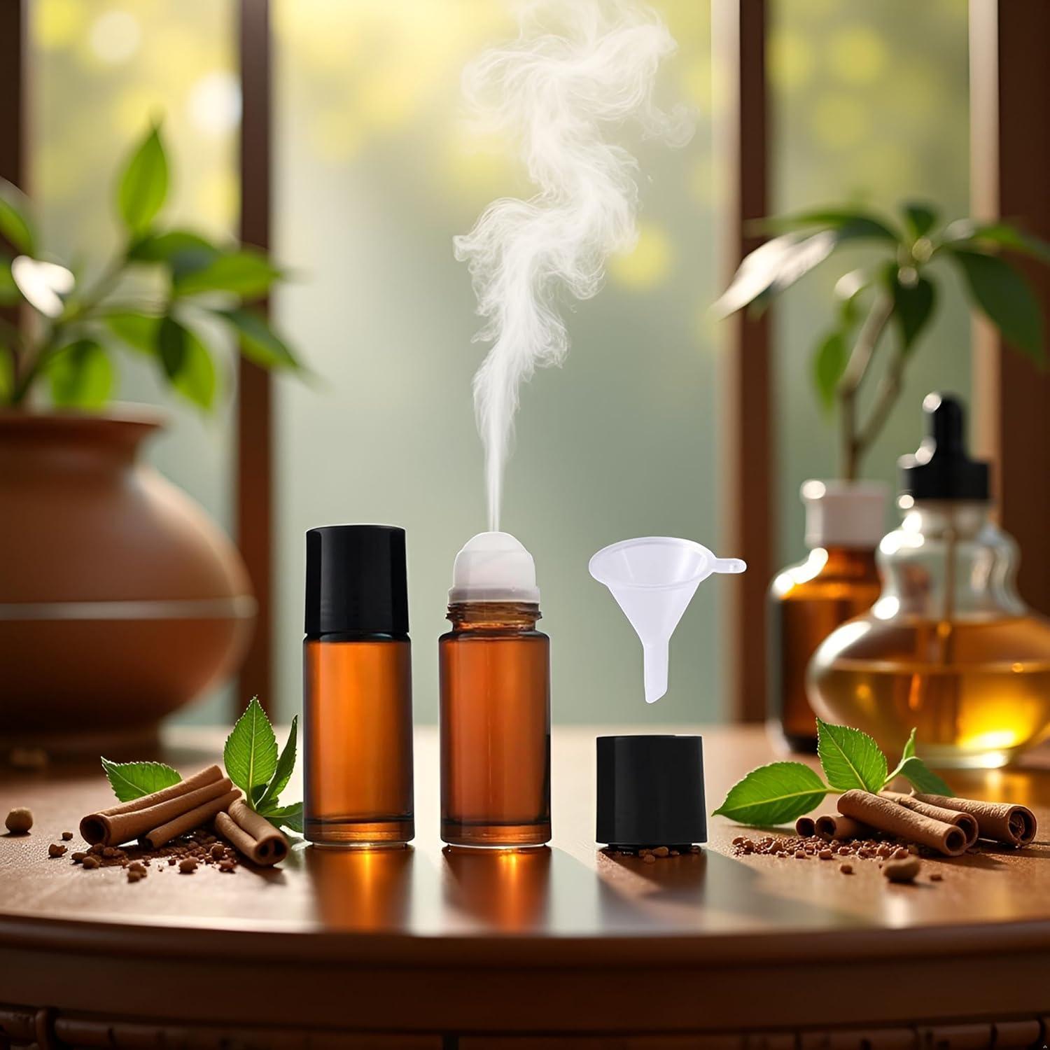 Juego de 2 Botellas Roll-on de Vidrio Marrón 30ml Mozff