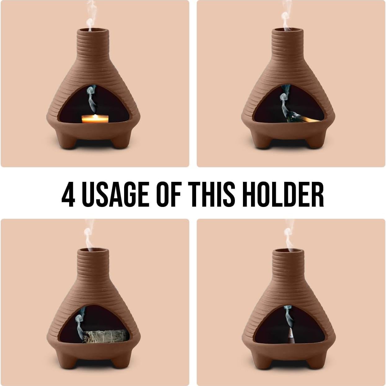 Soporte de Palo Santo Cerámica XINXINGDINGSHENG Marrón