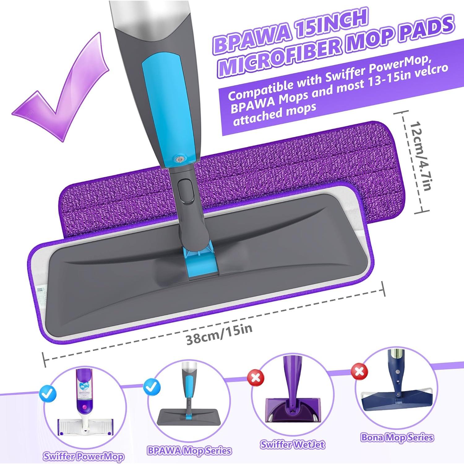 4 Almohadillas Reutilizables Microfibra BPAWA 15" para Mopa