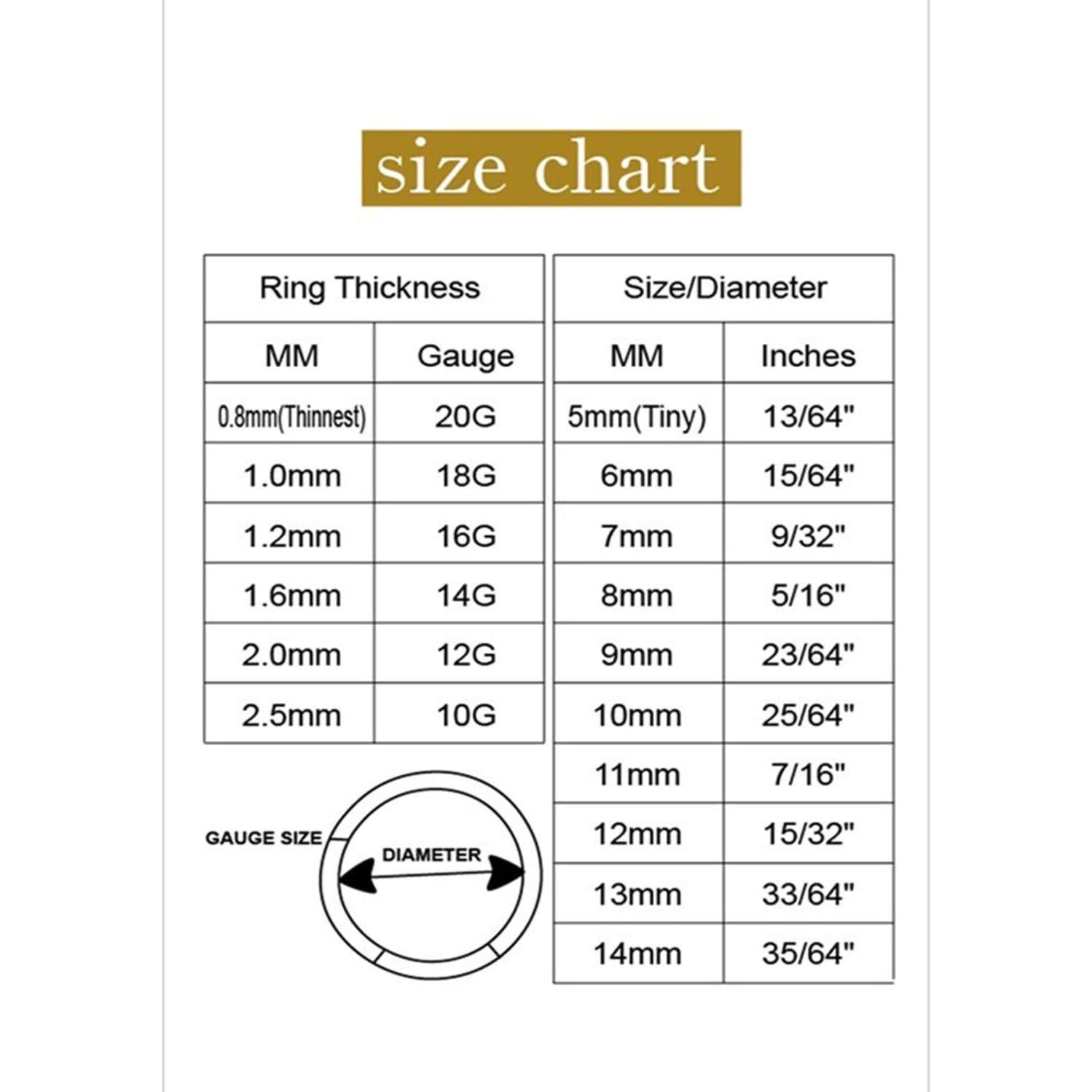 Anillo de Nariz Hipoalergénico Acero Quirúrgico 316L 14G 6mm