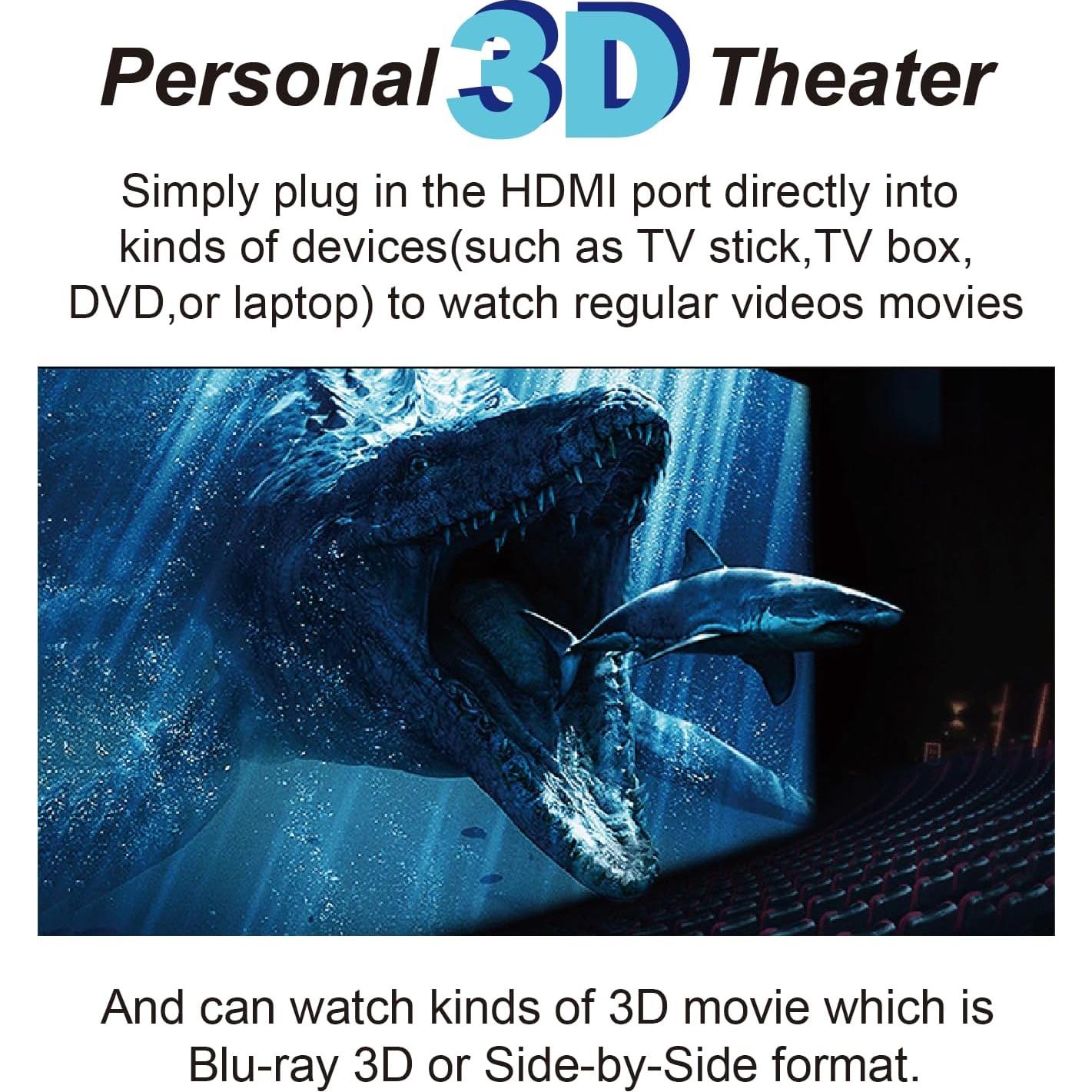 Gafas de Video 3D Bigeyes H3 Pro HDMI 720p Batería 4.5h