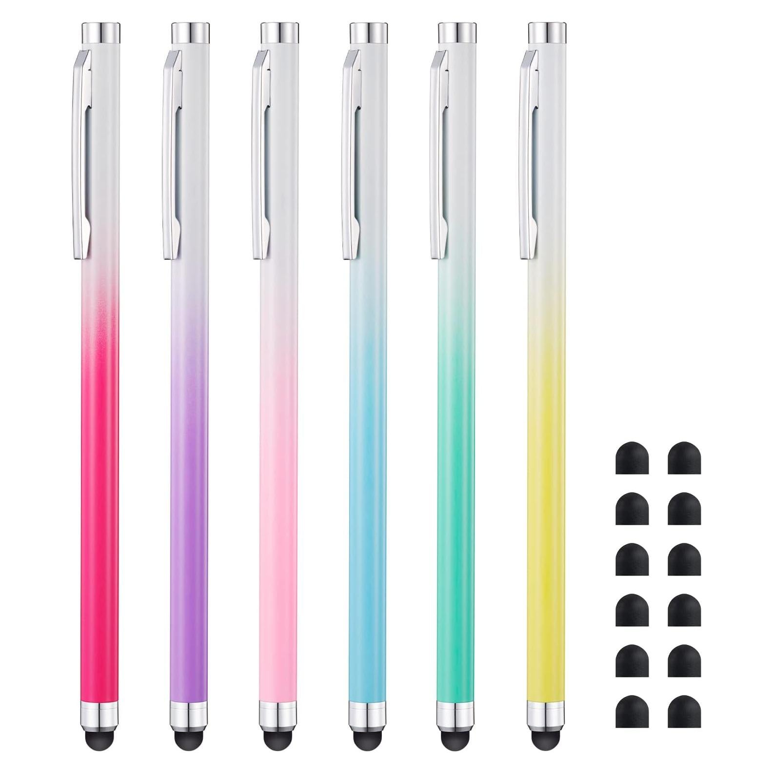 Bolígrafos Stylus Linfanc para Pantallas Táctiles - 6 Pzas, 12 Puntas Reemplazables