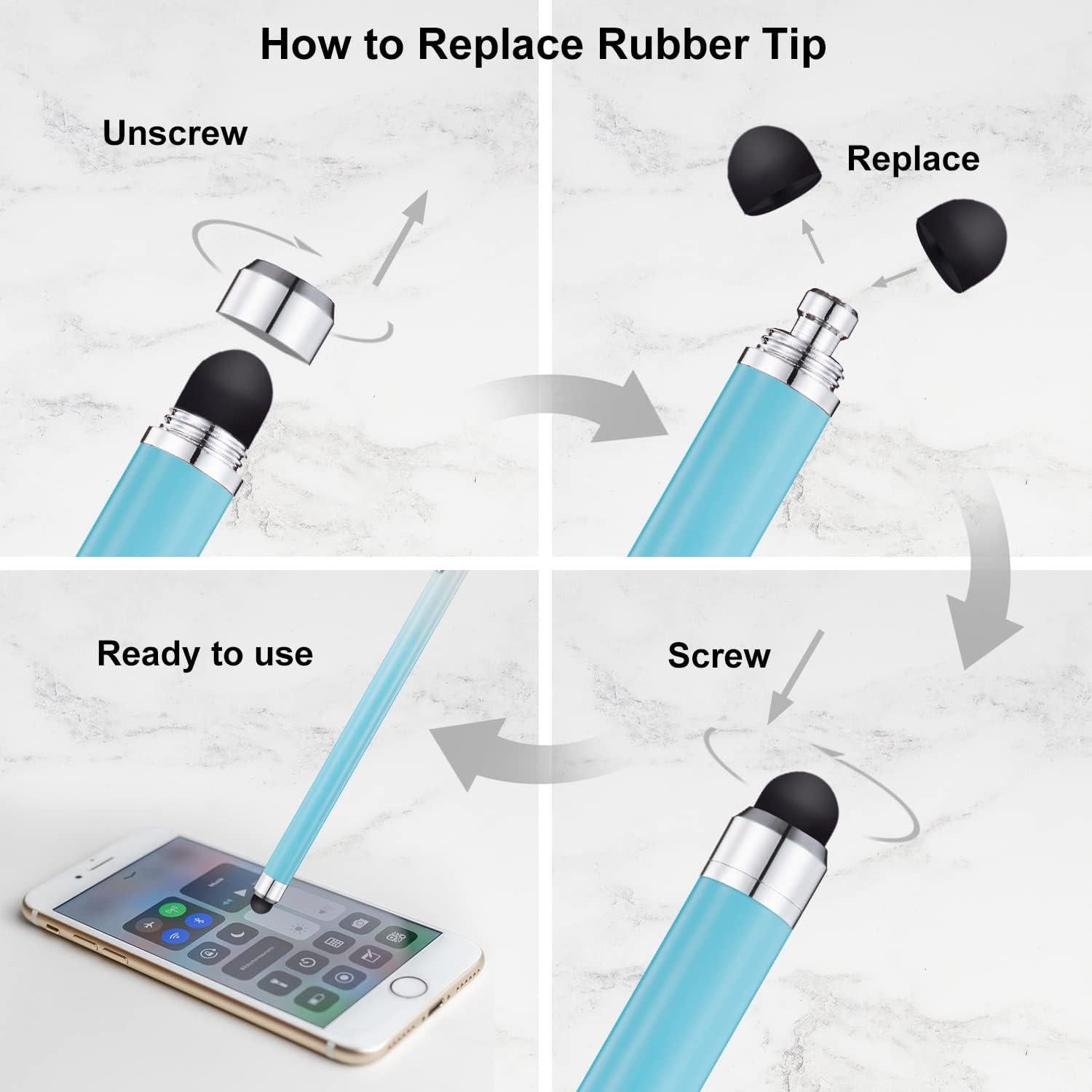Bolígrafos Stylus Linfanc para Pantallas Táctiles - 6 Pzas, 12 Puntas Reemplazables