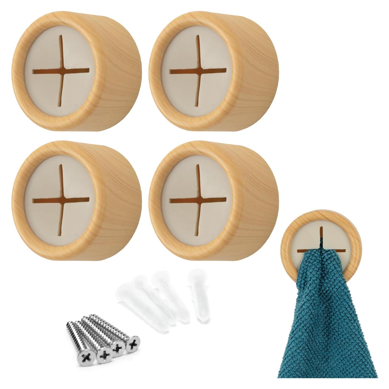 Ganchos Adhesivos Redondos S&T INC. para Toallas - Paquete de 4