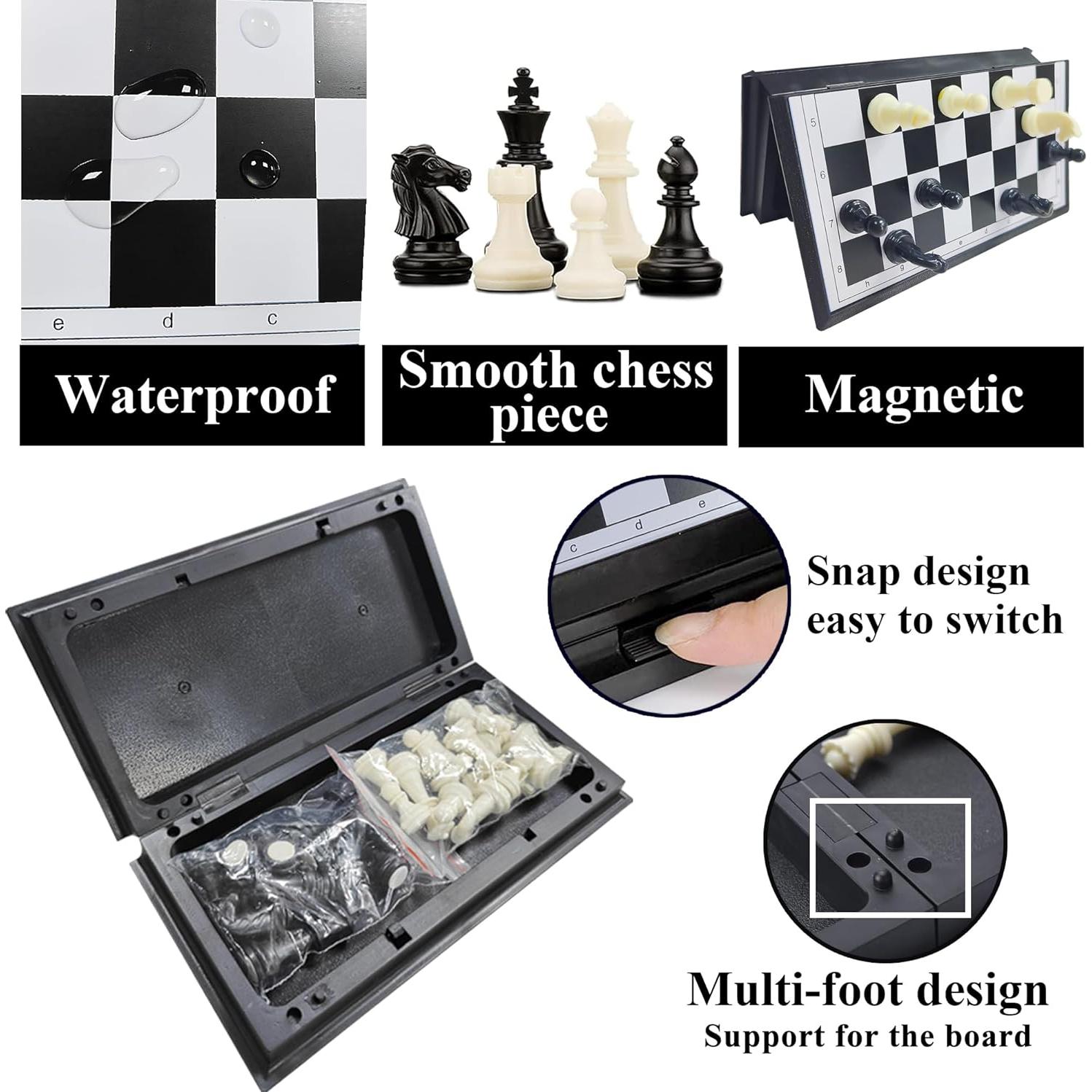 Juego de Ajedrez de Viaje Plegable KIDAMI Magnético 20.3x10.2 cm