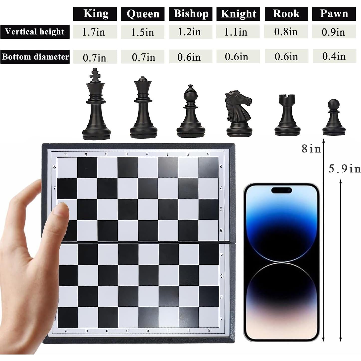 Juego de Ajedrez de Viaje Plegable KIDAMI Magnético 20.3x10.2 cm