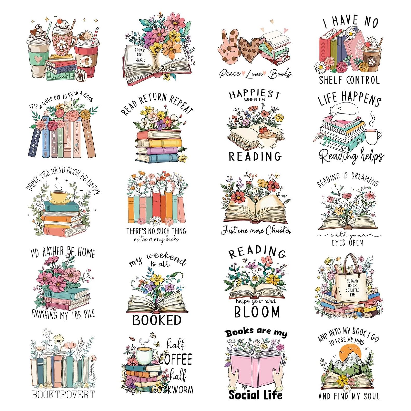 Transferencias de Planchar Falueqg - 20 Piezas Libros 20x20 cm