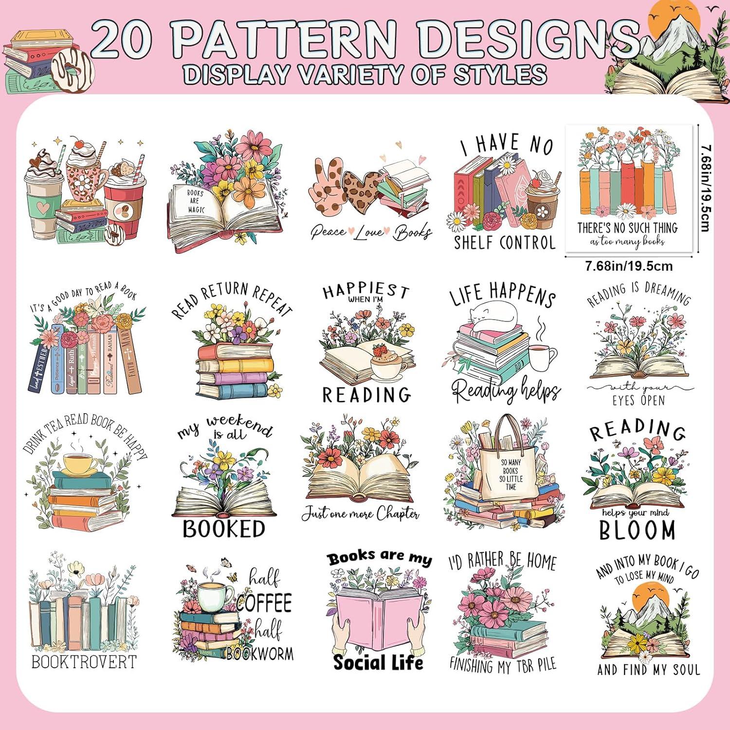 Transferencias de Planchar Falueqg - 20 Piezas Libros 20x20 cm