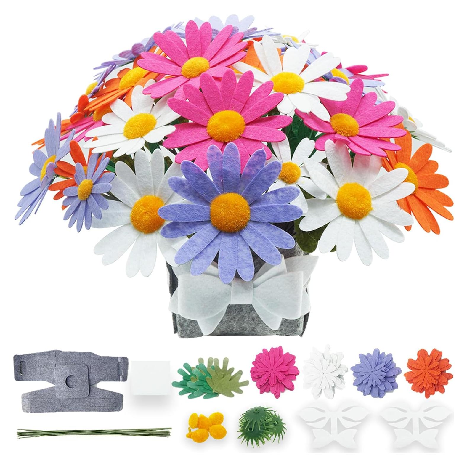 Kit de Artesanía de Flores de Fieltro BAZIMA, Ramo de Margaritas DIY